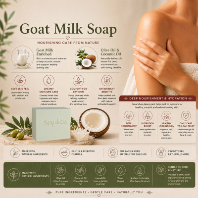 Goat Milk Soap Bar, Natural Moisturizing Face & Body Soap - 3