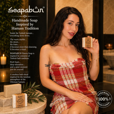 Turkish Hammam Soap Bar, Handmade Olive Oil Face & Body Soap - 2